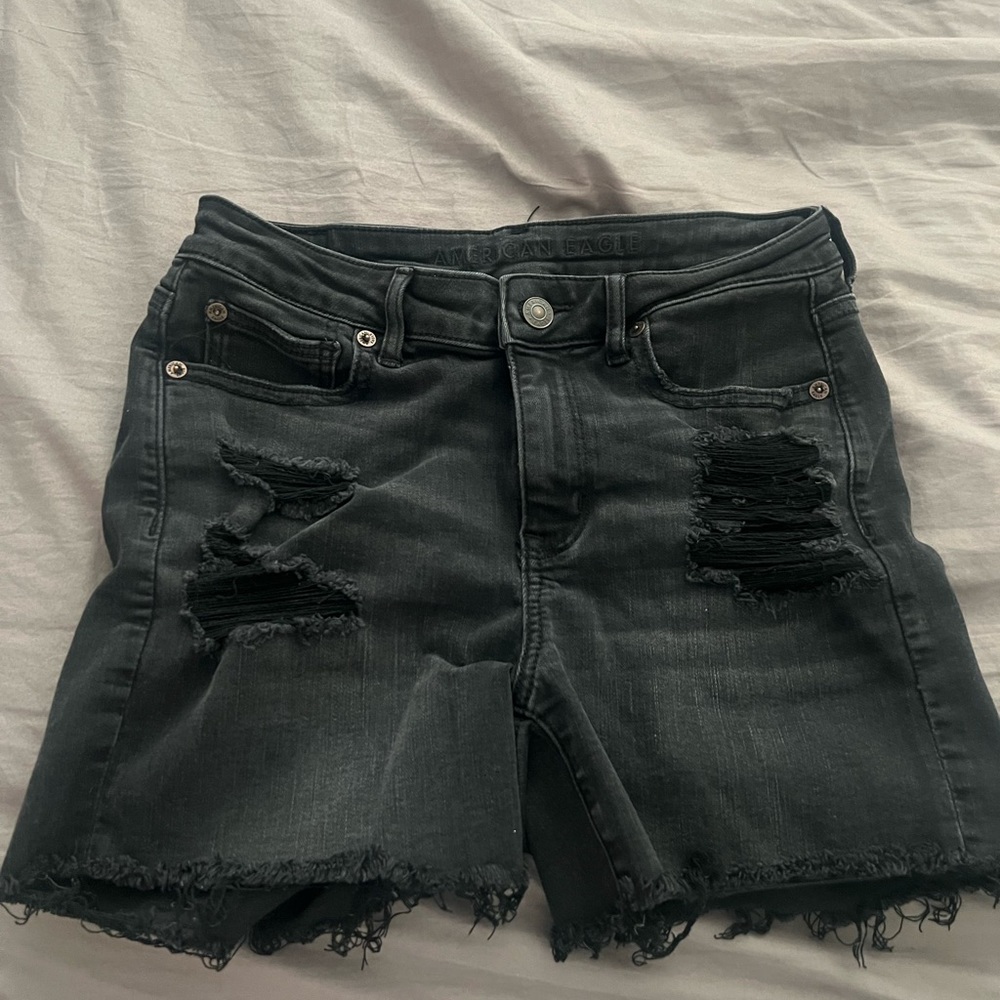 American Eagle Black Ripped Shorts